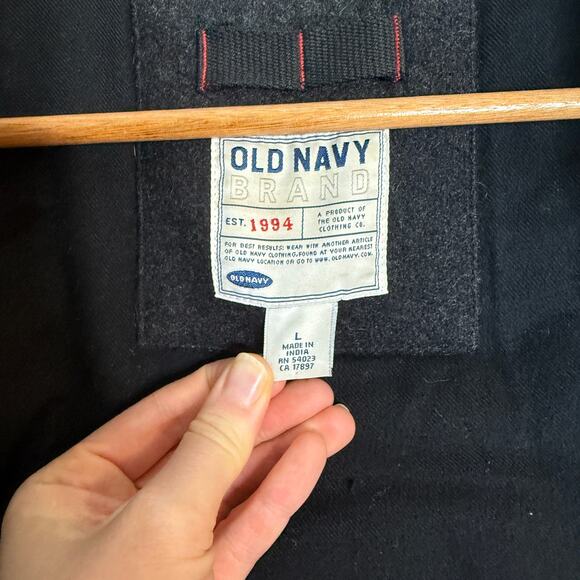 Vintage Old Navy Men’s Wool Blend Jacket Black Size L – Full Zip, Classic Style - Picture 7 of 13